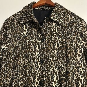 Laura Ashley Women's Leopard Print Button Down Lined Jacket Size 8